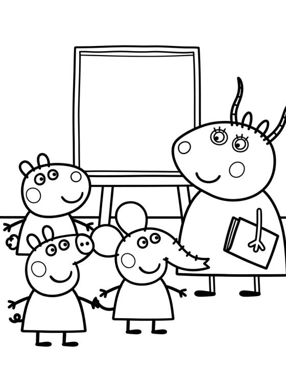 Desenho de Peppa and Friends at School with Madame Gazelle para colorir e imprimir grátis