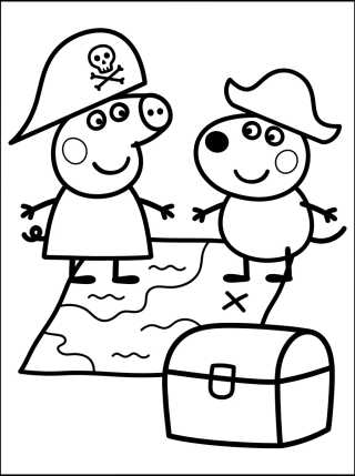 Desenho de Pirate Peppa and Danny Dog para colorir e imprimir grátis