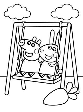 Desenho de Peppa and Rebecca Rabbit para colorir e imprimir grátis