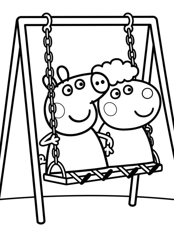 Desenho de Peppa and Suzy Sheep Playing on the Swings para colorir e imprimir grátis