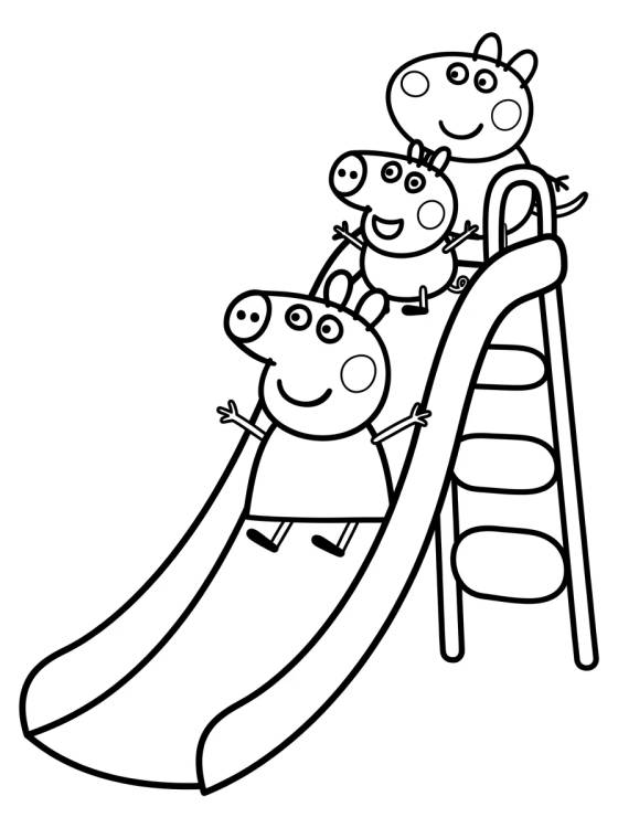 Desenho de Peppa, George and Pedro Pony at the Playground para colorir e imprimir grátis