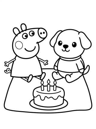 Desenho de Peppa Pig and Danny Dog para colorir e imprimir grátis