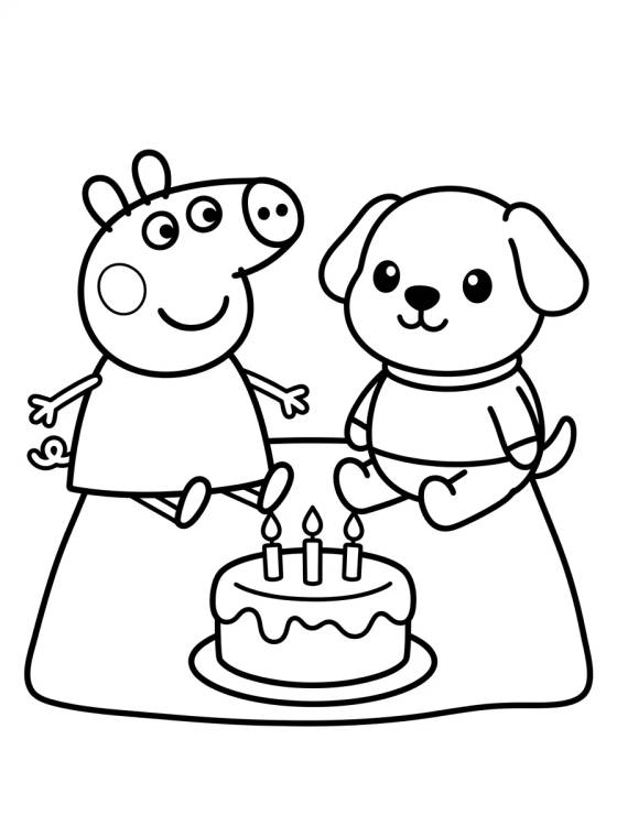 Peppa Pig and Danny Dog para colorir Desenho de Peppa Pig and Danny Dog para colorir e imprimir grátis