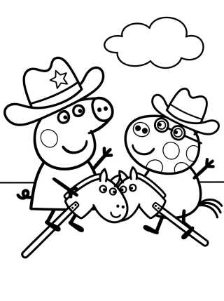 Desenho de Peppa Pig and Pedro Pony Playing para colorir e imprimir grátis
