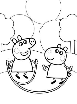 Desenho de Peppa Pig and Suzy Sheep para colorir e imprimir grátis