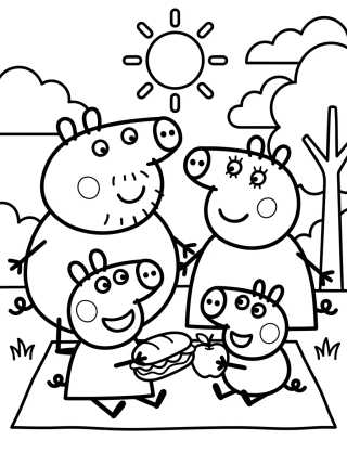 Desenho de Pig Family Together para colorir e imprimir grátis
