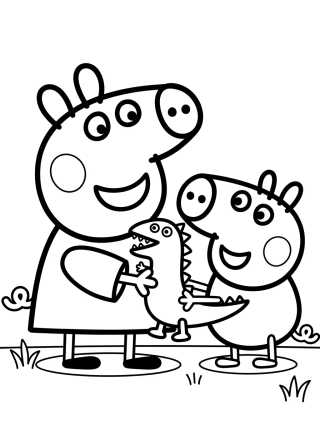 Desenho de Peppa and George Playing para colorir e imprimir grátis