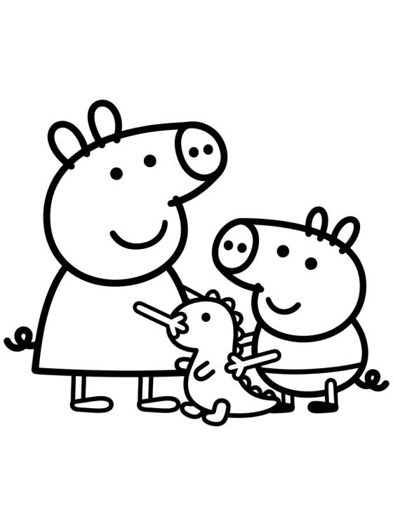 Peppa and George Playing Together para colorir Desenho de Peppa and George Playing Together para colorir e imprimir grátis