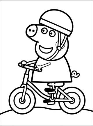 Desenho de Peppa Pig Riding a Bike para colorir e imprimir grátis