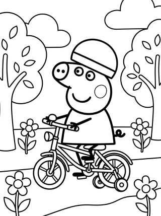 Desenho de Peppa Pig Riding a Bicycle para colorir e imprimir grátis