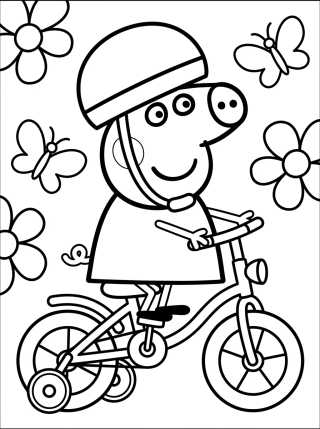 Desenho de Peppa Pig Riding a Bike para colorir e imprimir grátis