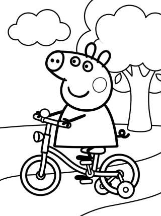 Desenho de Peppa Pig Riding a Bike para colorir e imprimir grátis