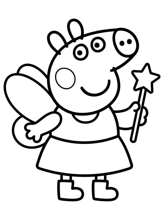 Desenho de Magical Fairy Peppa Pig para colorir e imprimir grátis