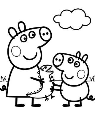 Desenho de Peppa Pig and George Playing para colorir e imprimir grátis