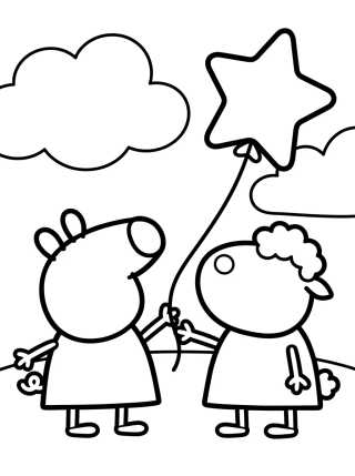 Desenho de Peppa Pig and Suzy Sheep para colorir e imprimir grátis