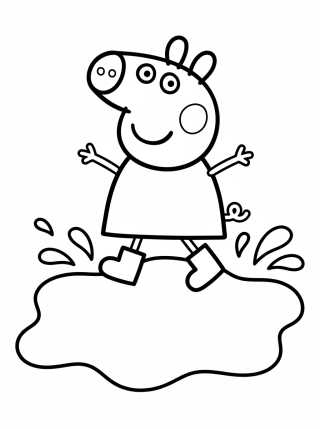 Desenho de Peppa Pig Jumping in Muddy Puddles para colorir e imprimir grátis