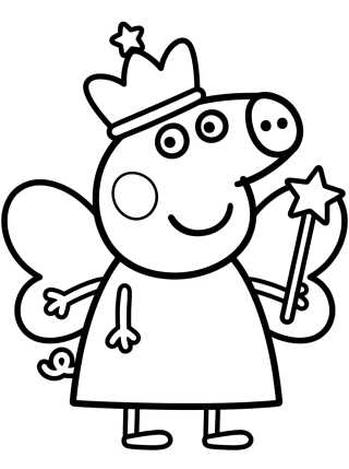 Desenho de Fairy Princess Peppa Pig para colorir e imprimir grátis