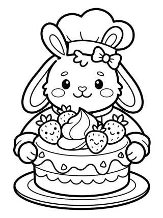 Desenho de Bunny Chef with Cake para colorir e imprimir grátis
