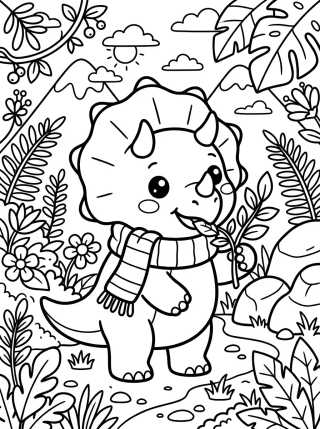 Desenho de Baby Dinosaur in a Scarf para colorir e imprimir grátis