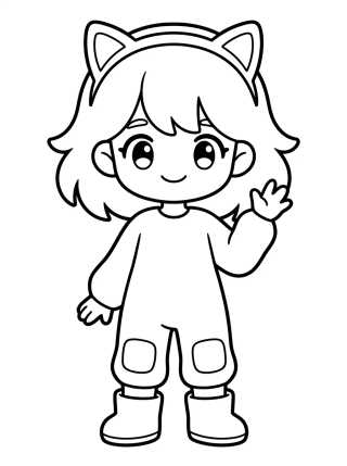 Desenho de Girl with Cat Ear Headband para colorir e imprimir grátis