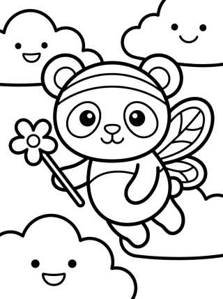 Desenho de Fairy Panda with Little Wings para colorir e imprimir grátis