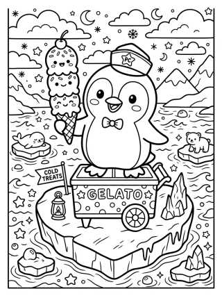 Desenho de Ice Cream Seller Penguin on Ice para colorir e imprimir grátis