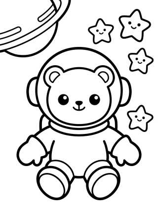 Desenho de Astronaut Bear in Space para colorir e imprimir grátis