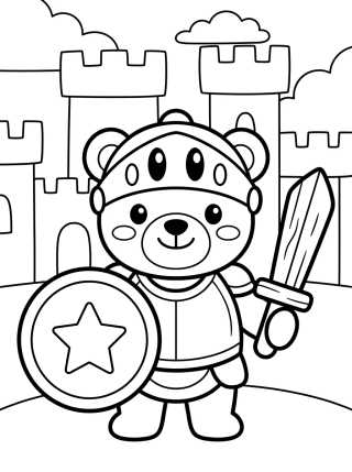 Desenho de Brave Little Knight Bear para colorir e imprimir grátis