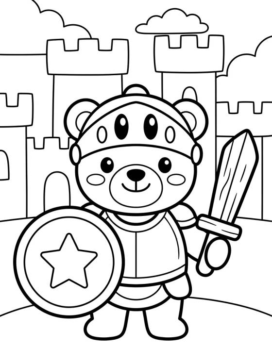 Desenho de Brave Little Knight Bear para colorir e imprimir grátis
