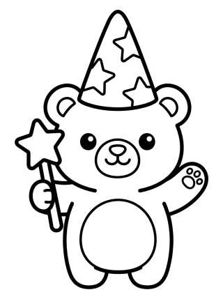 Desenho de Magical Kawaii Bear para colorir e imprimir grátis