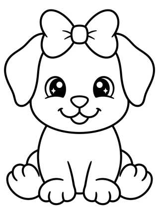Desenho de Cute Puppy with a Bow para colorir e imprimir grátis