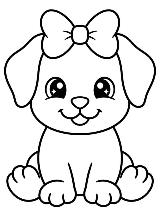 Cute Puppy with a Bow para colorir Desenho de Cute Puppy with a Bow para colorir e imprimir grátis