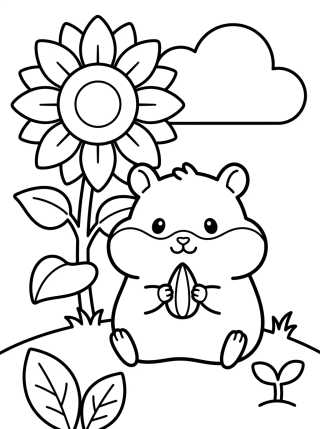 Desenho de Hamster with Sunflower para colorir e imprimir grátis