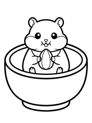 Desenho de Cuddly Hamster in Food Bowl para colorir e imprimir grátis