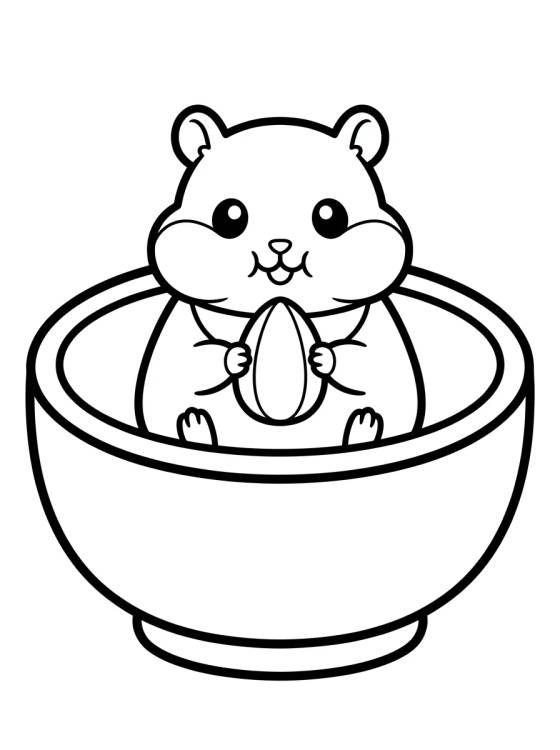 Desenho de Cuddly Hamster in Food Bowl para colorir e imprimir grátis