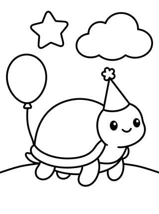 Desenho de Birthday Party Turtle para colorir e imprimir grátis