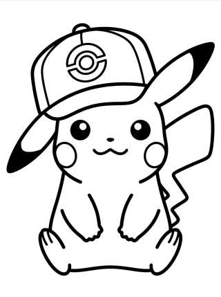 Desenho de Pikachu wearing Trainer Hat para colorir e imprimir grátis