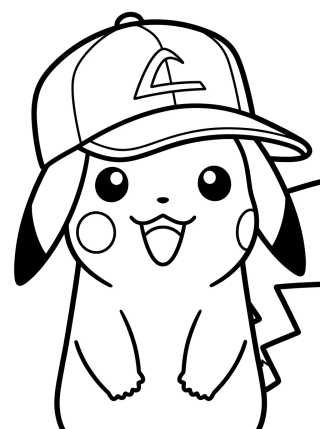Desenho de Pikachu with Trainer Hat para colorir e imprimir grátis