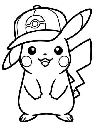 Desenho de Pikachu with Trainer Hat para colorir e imprimir grátis