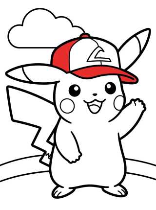 Desenho de Pikachu Wearing Ash's Hat para colorir e imprimir grátis