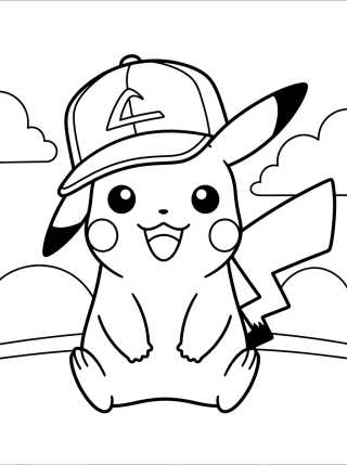 Desenho de Pikachu with Ash's Hat para colorir e imprimir grátis