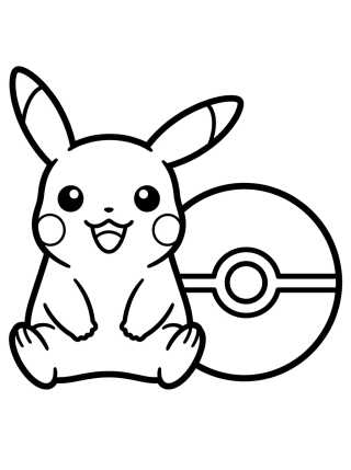 Desenho de Pikachu with Pokéball para colorir e imprimir grátis