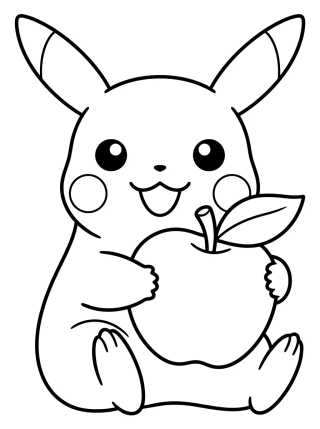 Desenho de Pikachu Eating a Fruit para colorir e imprimir grátis
