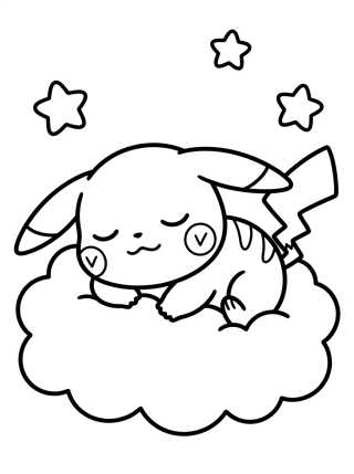 Desenho de Sleeping Pikachu para colorir e imprimir grátis