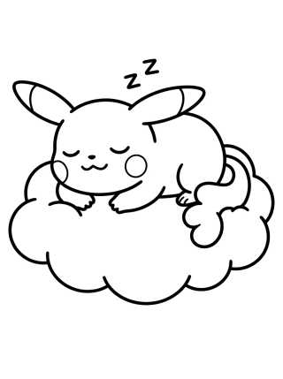 Desenho de Sleeping Pikachu on a Cloud para colorir e imprimir grátis