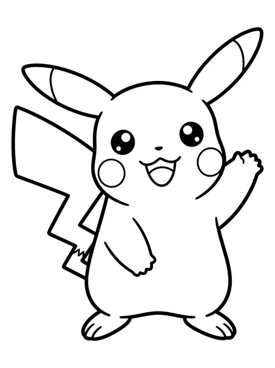 Desenho de Cute Waving Pikachu para colorir e imprimir grátis