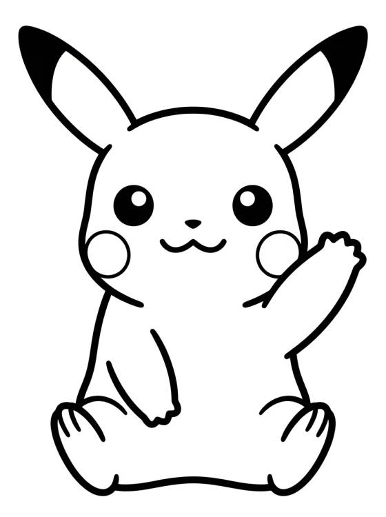 Desenho de Cute Waving Pikachu para colorir e imprimir grátis