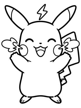 Desenho de Pikachu Using Thunderbolt para colorir e imprimir grátis
