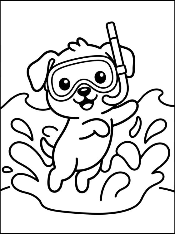 Desenho de Scuba Diving Puppy with Mask para colorir e imprimir grátis