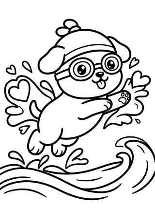 Desenho de Puppy Taking a Fun Dive para colorir e imprimir grátis